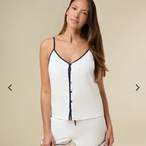 Rachel Parcell Navy Piped Woven Pajama set